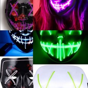 3 PACK purple/ White/Green light up/ led glow mask bundle